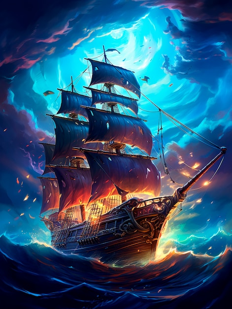 Free Photo view of fantasy pirate ship