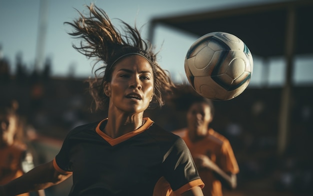 Free Photo view of female soccer player on the field