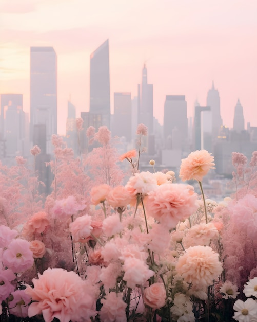 Free photo view of flowers blooming in new york city