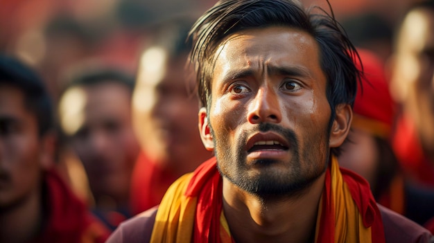 View of football fan at a match