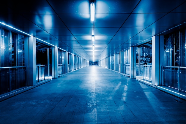 Free photo view of footbridge at night