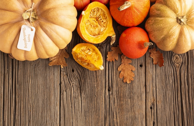 Above view frame with autumn harvest 