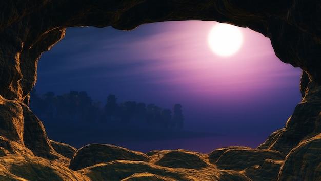 Free Photo view from a cave design