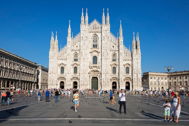 Free Photo view to the front of the milan cathedral. milan is the second-most populous city in italy and the capital of lombardy.