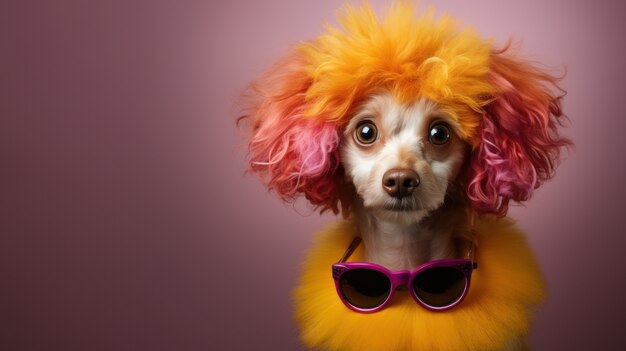 View of funny dog with sunglasses