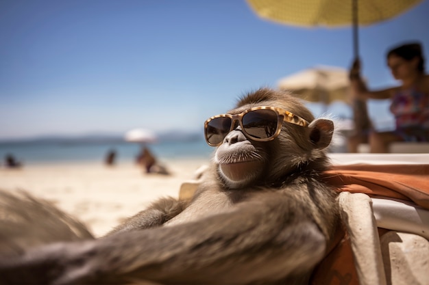 Free photo view of funny monkey at the beach