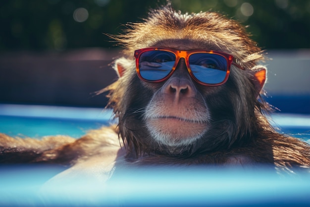 Free photo view of funny monkey at the pool