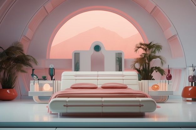 Free Photo view of futuristic bedroom with furniture