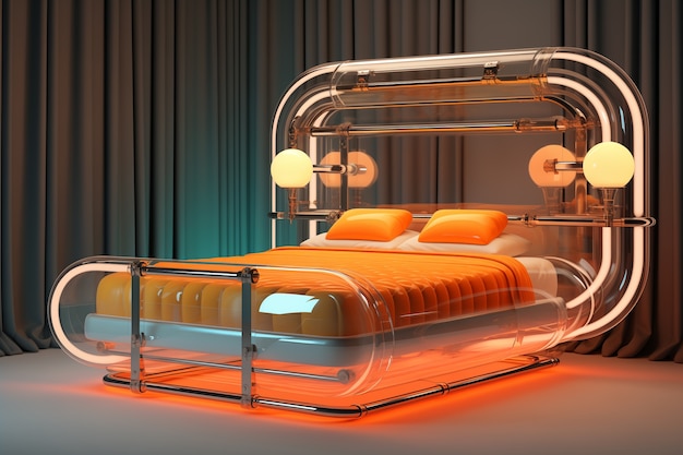 Free photo view of futuristic bedroom with furniture