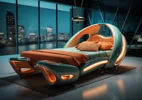 Free photo view of futuristic bedroom with furniture