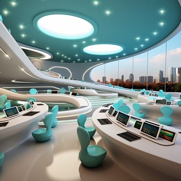 View of futuristic classroom for students