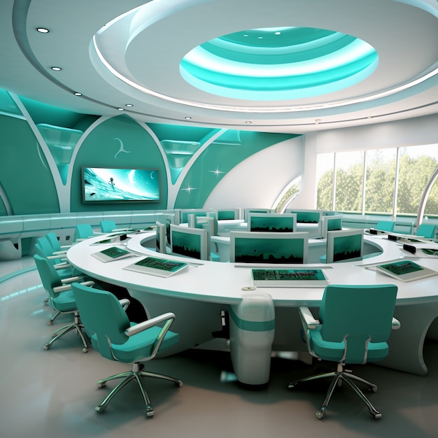 Free photo view of futuristic classroom for students