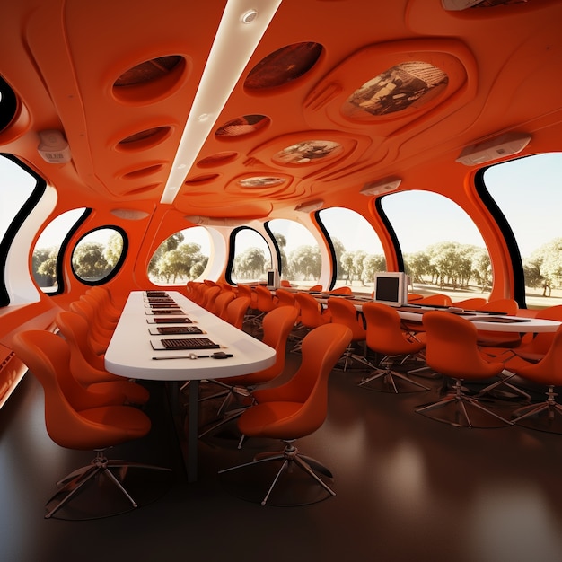 View of futuristic classroom for students