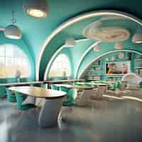 Free photo view of futuristic classroom for students