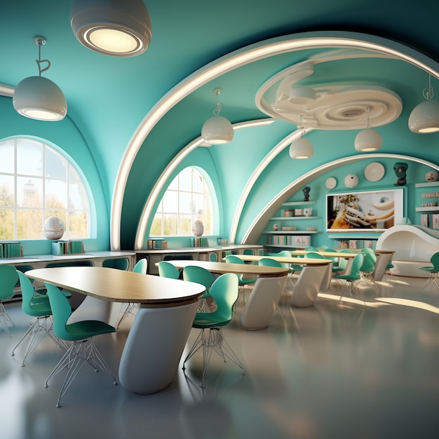 View of futuristic classroom for students