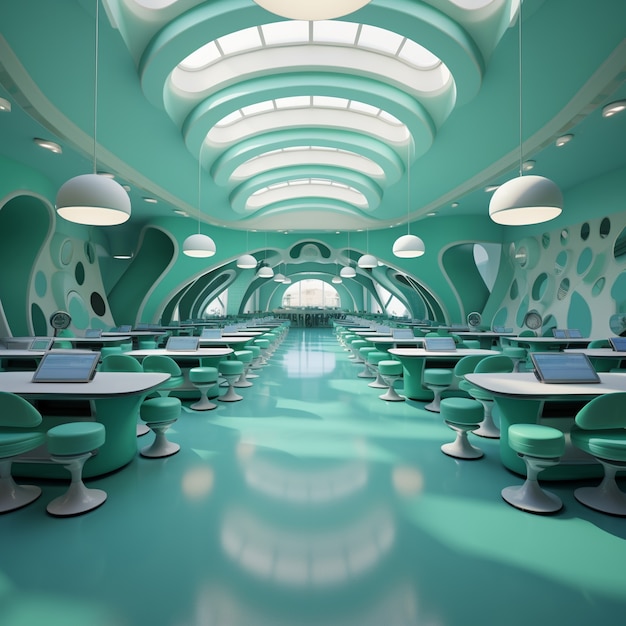 Free photo view of futuristic classroom for students