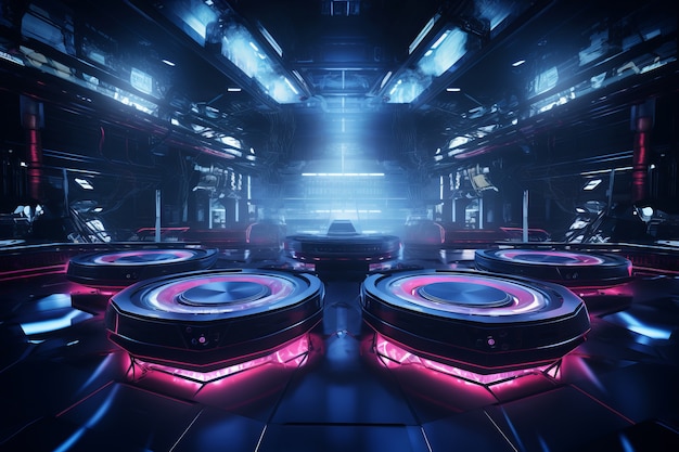 Free photo view of futuristic dj booth