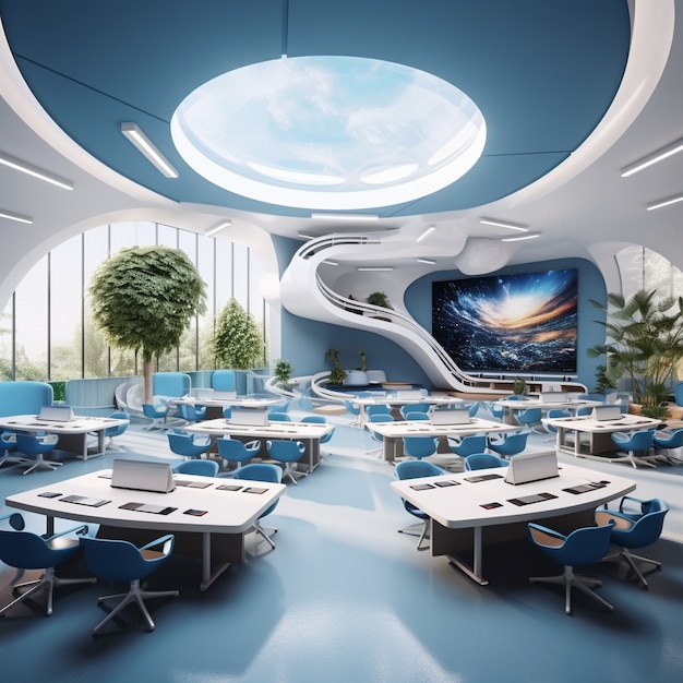 Free Photo view of futuristic and high tech classroom for students