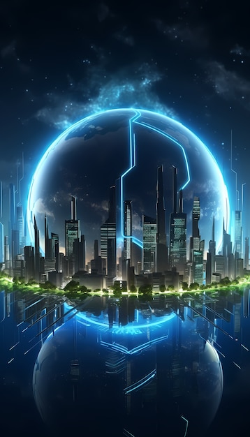 View of futuristic high tech earth