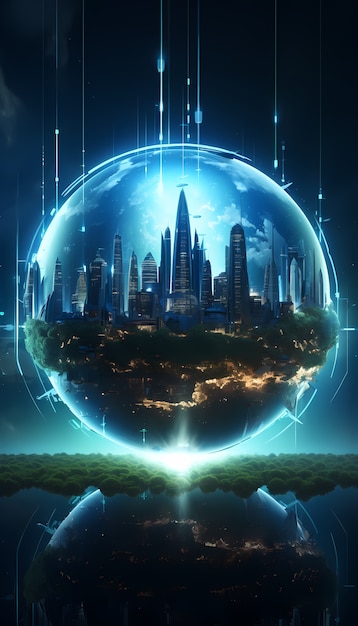 View of futuristic high tech earth