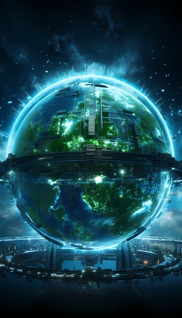 View of futuristic high tech earth