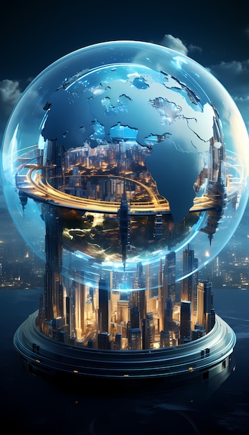 View of futuristic high tech earth