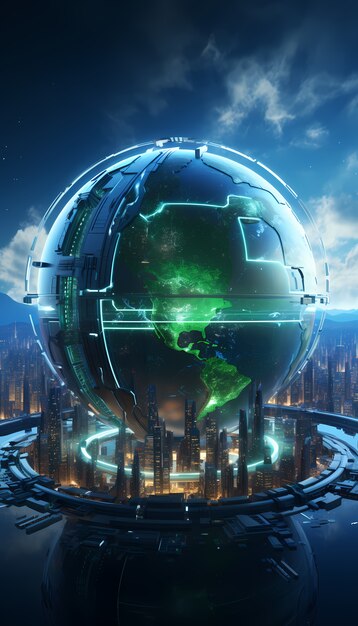 View of futuristic high tech earth