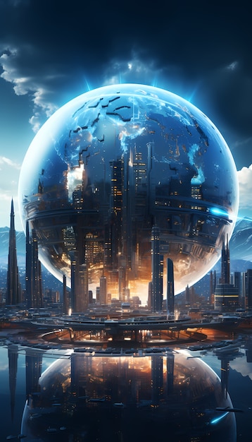 View of futuristic high tech earth