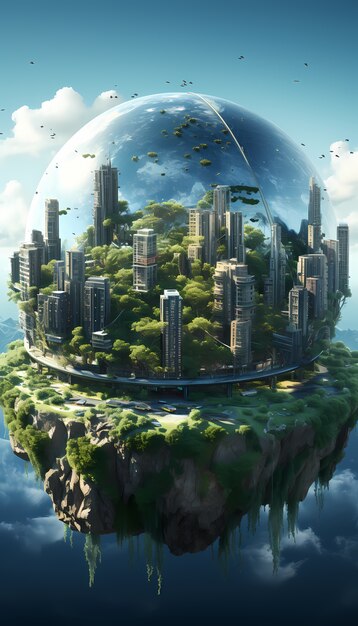 View of futuristic high tech earth