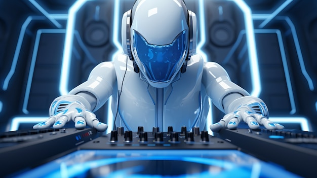 Free photo view of futuristic music robot or droid