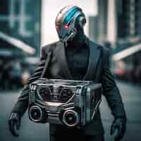 Free photo view of futuristic music robot or droid