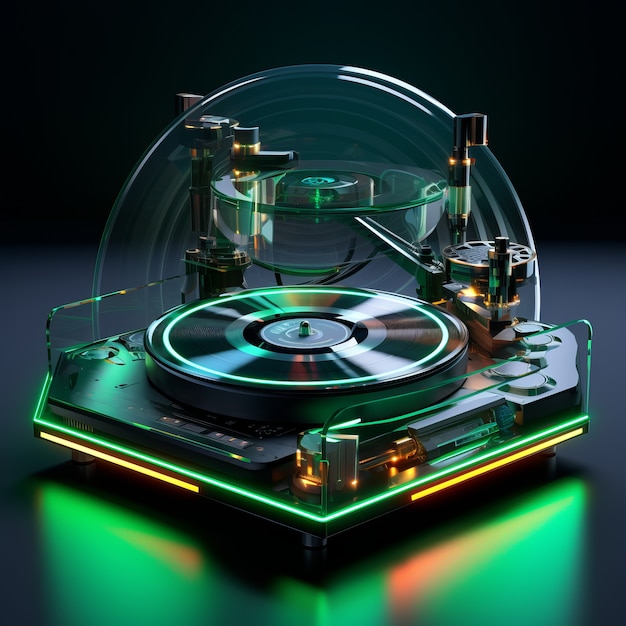 View of futuristic record player