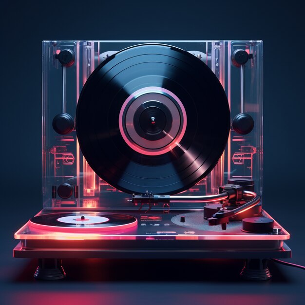 View of futuristic record player