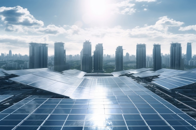 Free photo view of futuristic solar panels