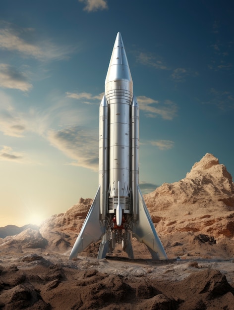 View of futuristic space rocket