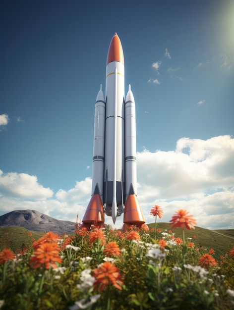 View of futuristic space rocket