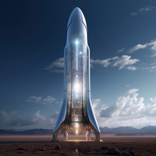 View of futuristic space rocket