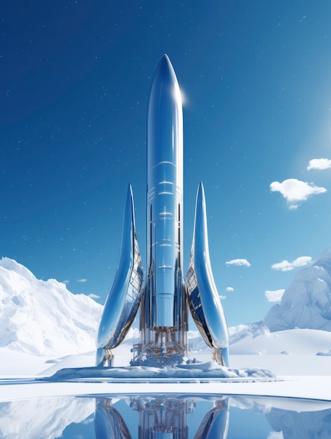 View of futuristic space rocket