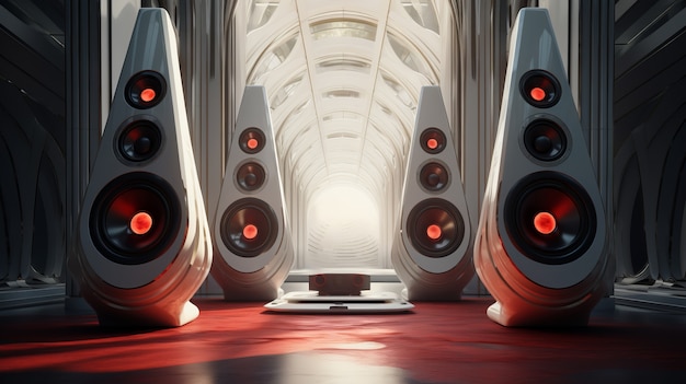 View of futuristic speakers