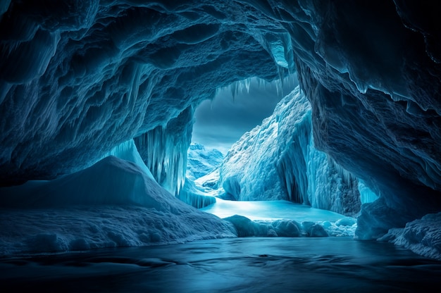 View of glacier at night