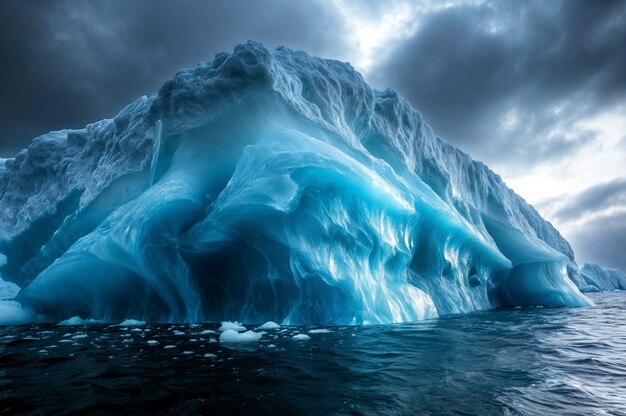 View of glacier at night