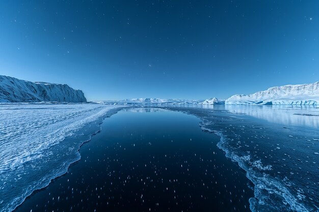 View of glacier at night