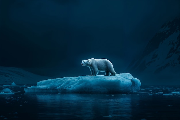 View of glacier at night