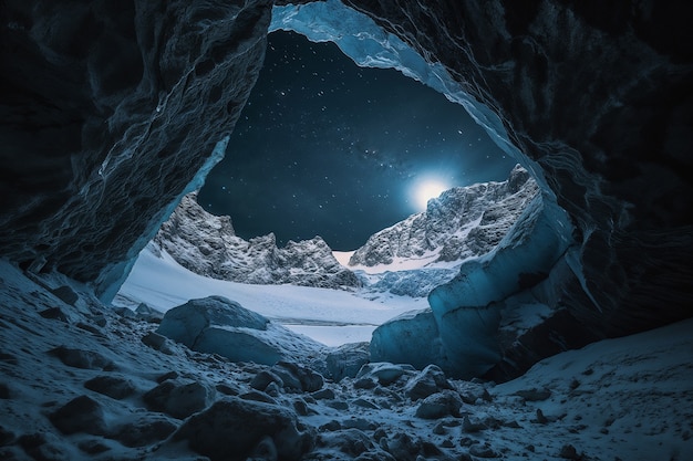 Free Photo view of glacier at night