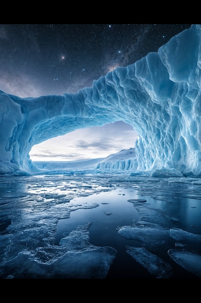 Free Photo view of glacier at night