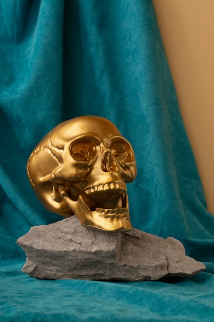 Free photo view of golden skull