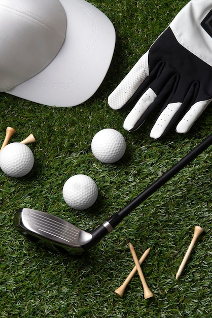 Free photo view of golf balls with other paraphernalia