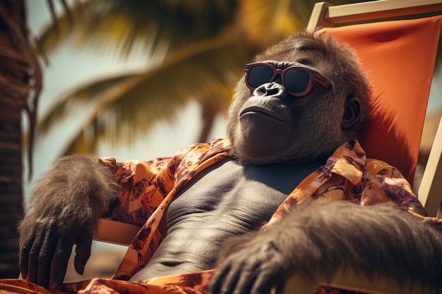 View of gorilla at the beach in summer