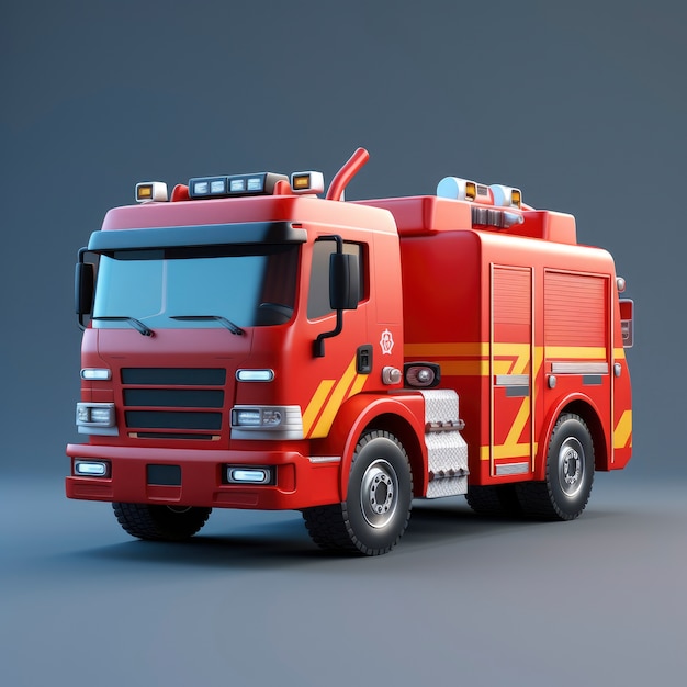 View of graphic 3d fire truck