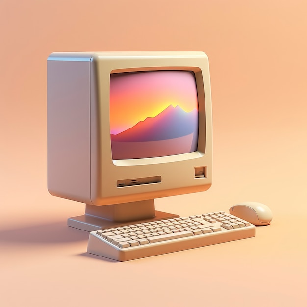 Free photo view of graphic 3d retro computer